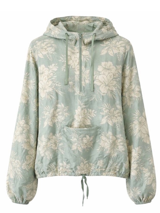 Hurley Tops - Hurley Green Floral Half-Zip Windbreaker Hoodie